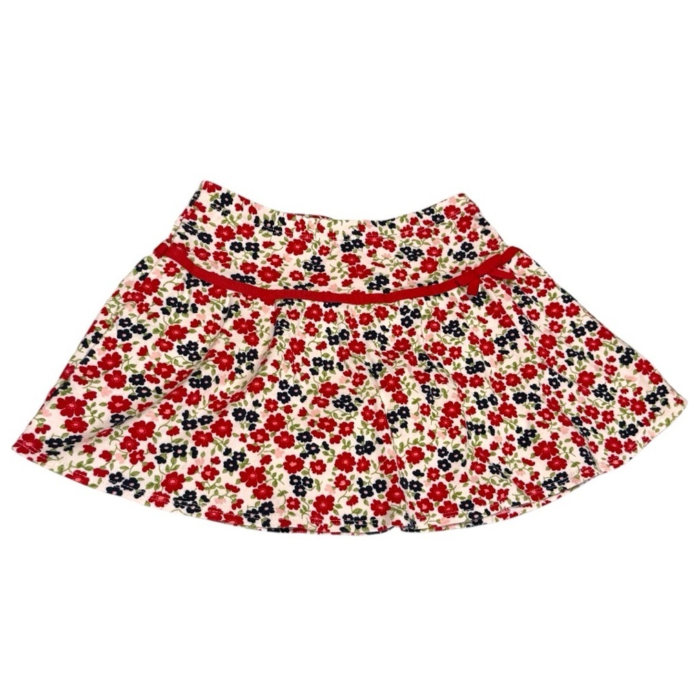 Gymboree Girls Floral Skort Size 6 | Red Navy Flower Print Cotton Skort